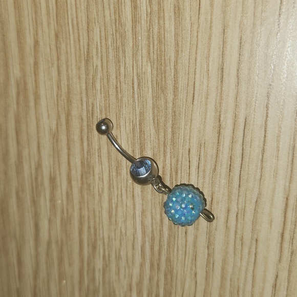 Sparkly Blue Belly Button Ring - Picture 1 of 2